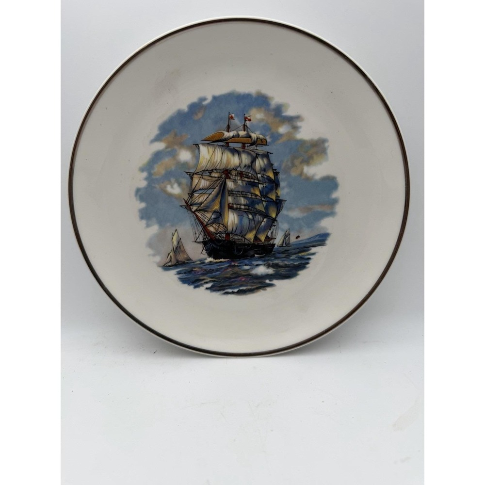 Vintage Kenmark Clipper Ship Decorative Plate 8" Nautical Maritime Sailing USA